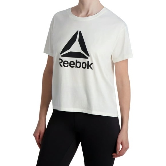 NEW Reebok Women's Infinity Short Sleeve Cropped Jersey Relaxed Fit Tee Shirt L - Picture 6 of 8